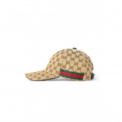 GUCCI ORIGINAL GG CANVAS BASEBALL HAT WITH WEB 200035